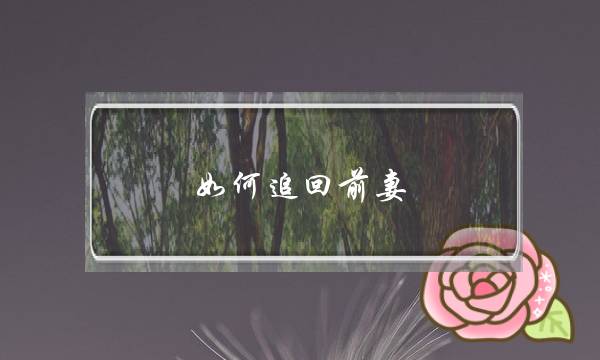 如何追回前妻-离婚后如何追回前妻