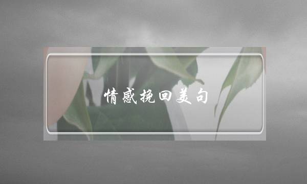 情感挽回美句