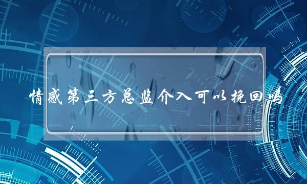 情感第三方总监介入可以挽回吗