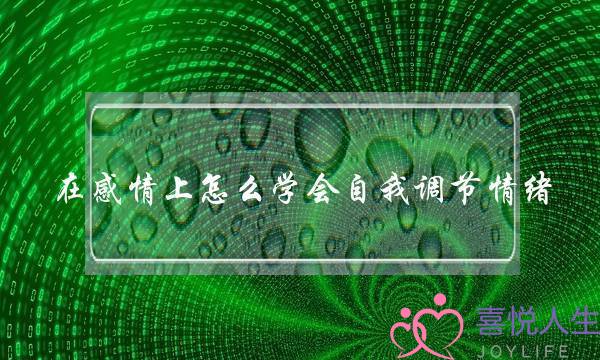 在感情上怎么学会自我调节情绪