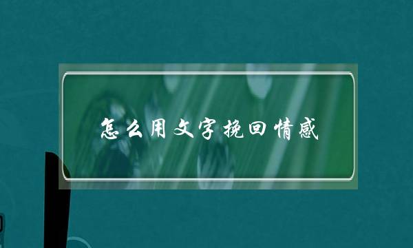 怎么用文字挽回情感(失恋后挽回的情感文字)